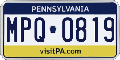PA license plate MPQ0819