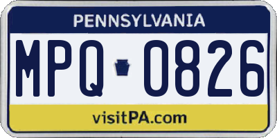 PA license plate MPQ0826