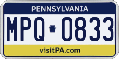 PA license plate MPQ0833