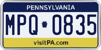 PA license plate MPQ0835