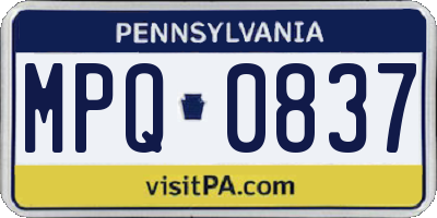 PA license plate MPQ0837
