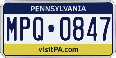 PA license plate MPQ0847