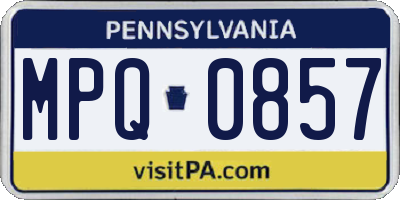 PA license plate MPQ0857