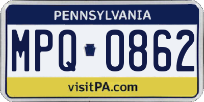 PA license plate MPQ0862