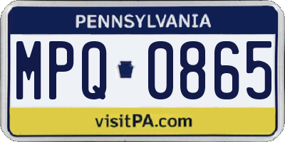 PA license plate MPQ0865
