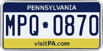 PA license plate MPQ0870