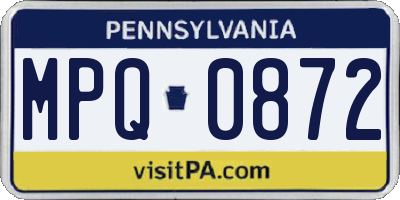 PA license plate MPQ0872
