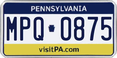 PA license plate MPQ0875