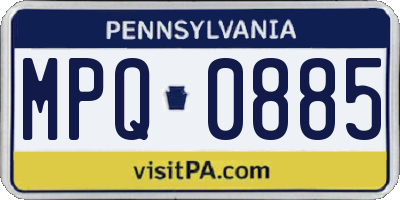 PA license plate MPQ0885