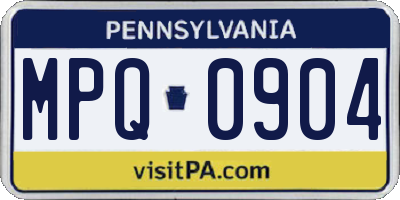 PA license plate MPQ0904