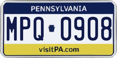 PA license plate MPQ0908