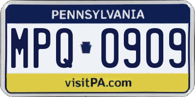 PA license plate MPQ0909