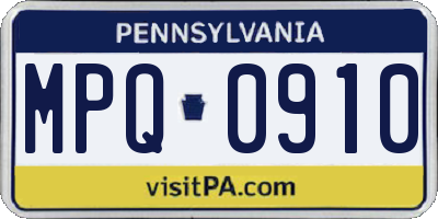 PA license plate MPQ0910