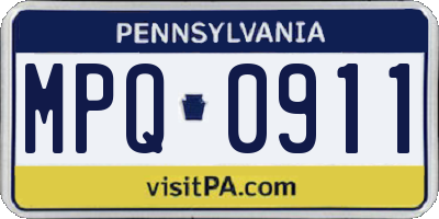 PA license plate MPQ0911