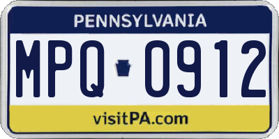 PA license plate MPQ0912