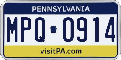 PA license plate MPQ0914