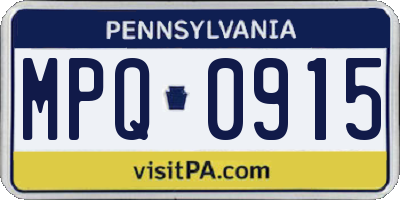PA license plate MPQ0915