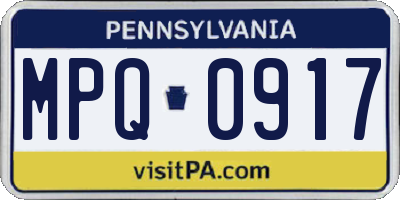 PA license plate MPQ0917