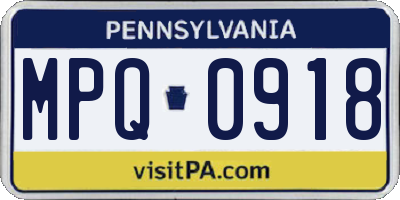 PA license plate MPQ0918