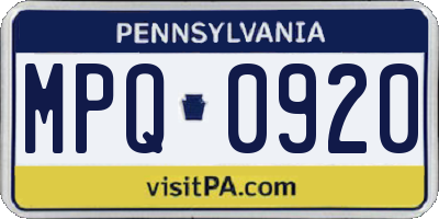PA license plate MPQ0920