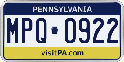PA license plate MPQ0922