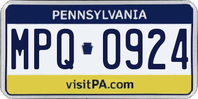 PA license plate MPQ0924