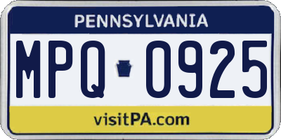 PA license plate MPQ0925