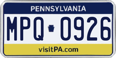 PA license plate MPQ0926
