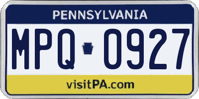 PA license plate MPQ0927