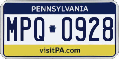 PA license plate MPQ0928