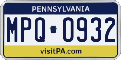 PA license plate MPQ0932