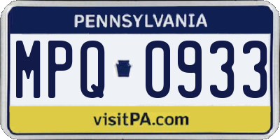 PA license plate MPQ0933