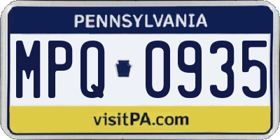 PA license plate MPQ0935