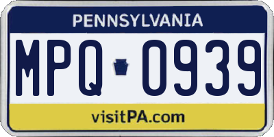 PA license plate MPQ0939
