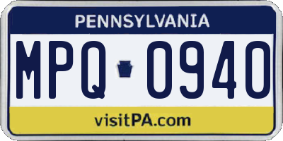 PA license plate MPQ0940