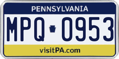PA license plate MPQ0953