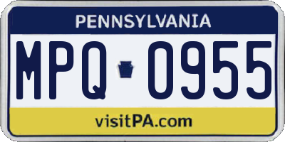 PA license plate MPQ0955