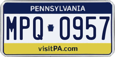 PA license plate MPQ0957