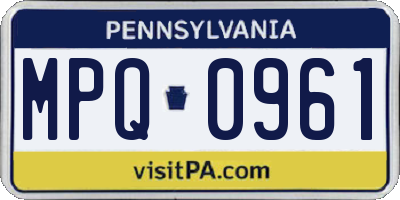 PA license plate MPQ0961