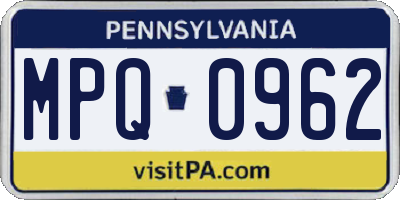 PA license plate MPQ0962
