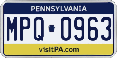 PA license plate MPQ0963