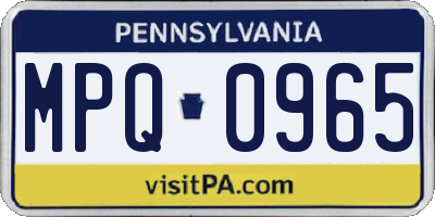 PA license plate MPQ0965
