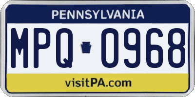 PA license plate MPQ0968