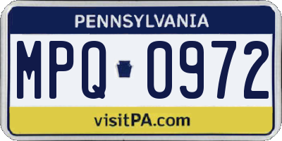 PA license plate MPQ0972