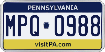 PA license plate MPQ0988