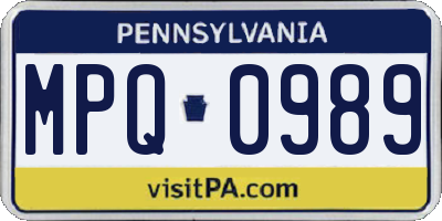 PA license plate MPQ0989