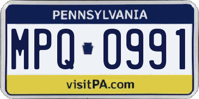 PA license plate MPQ0991