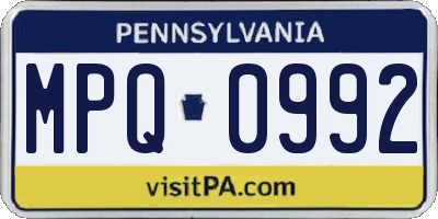 PA license plate MPQ0992