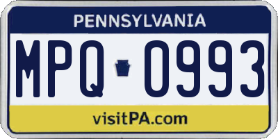 PA license plate MPQ0993