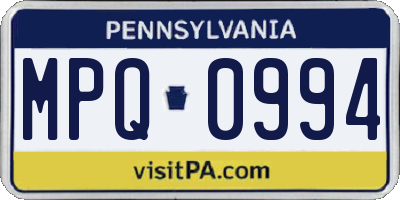PA license plate MPQ0994
